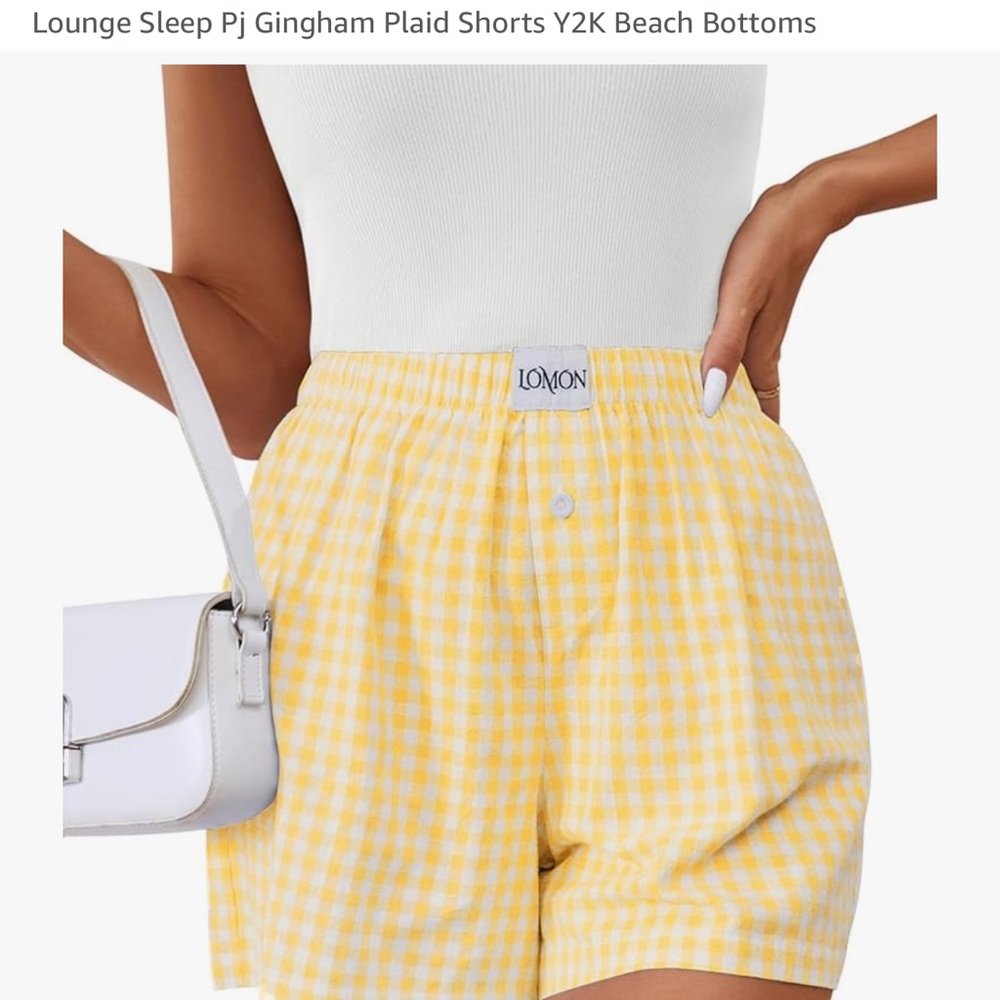 Amazon Yellow Gingham High Waist Women's Shorts